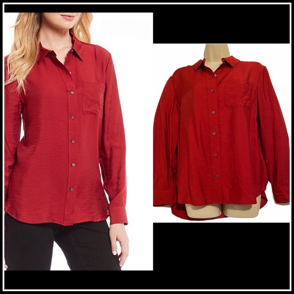NWOT WESTBOUND Red Button-Down Long Sleeve Shirt S - Picture 2 of 7